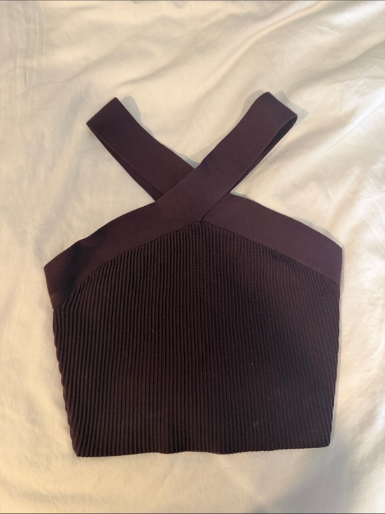 Aritzia Tops - Aritzia Ribbed Cross-Strap Crop Top - Plum
